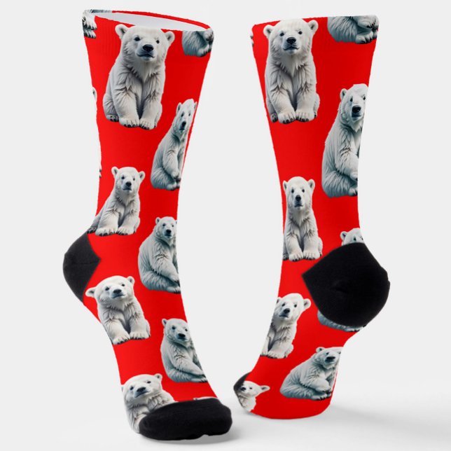 Polar Bear Pattern Design On Red  Socks (Creator Uploaded)