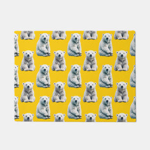 Polar Bear Pattern Design On Yellow Doormat