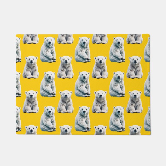 Polar Bear Pattern Design On Yellow  Doormat (Front)