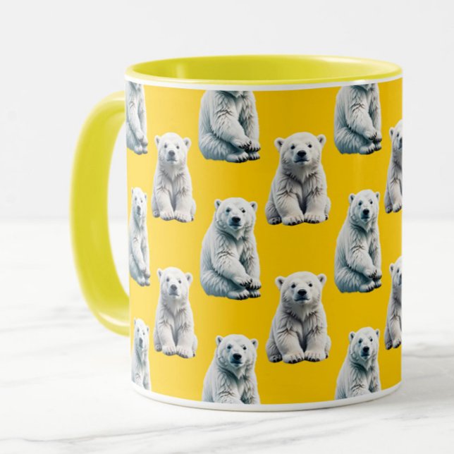 Polar Bear Pattern Design On Yellow  Mug (Creator Uploaded)