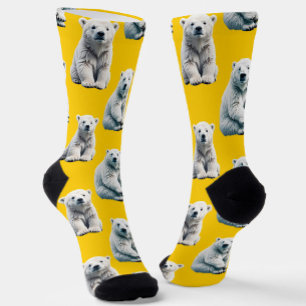 Polar Bear Pattern Design On Yellow Socks
