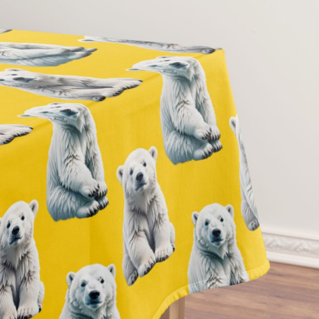 Polar Bear Pattern Design On Yellow  Tablecloth (Creator Uploaded)