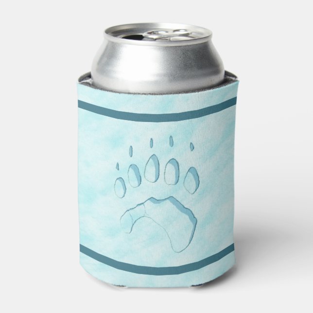 Polar Bear Paw Print Can Cooler (Can Front)