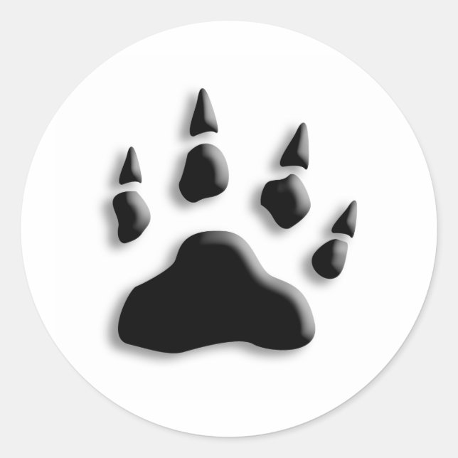 Polar Bear Paw Print Classic Round Sticker (Front)
