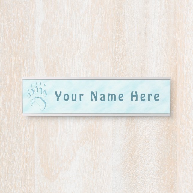 Polar Bear Paw Print Door Sign (Front)