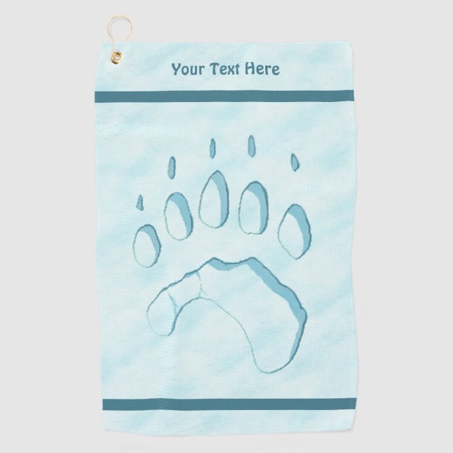 Polar Bear Paw Print Golf Towel (Front)