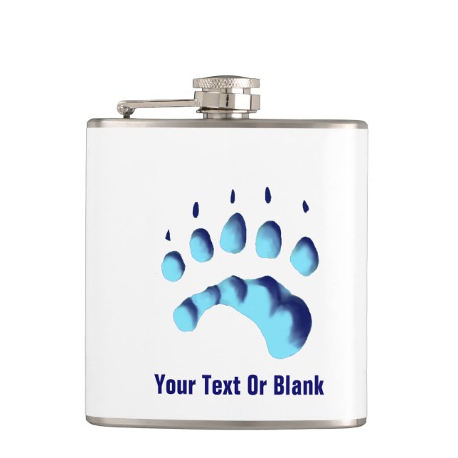 Polar Bear Paw Print Hip Flask (Front)