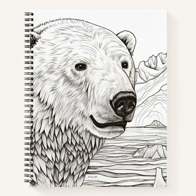 Polar Bear Peaceful Nature Prairie Sketch Drawing  Notebook (Front)