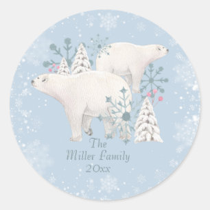 Polar Bear Personalised  Classic Round Sticker