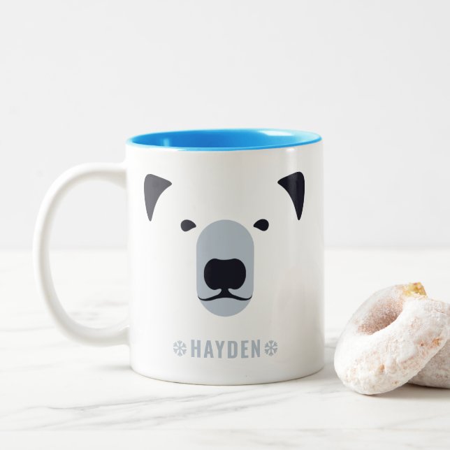 Polar Bear | Personalised Name Coffee Mug (With Donut)