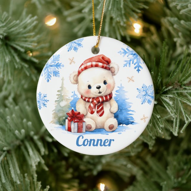 Polar Bear Personalised Tree Ornament (Tree)