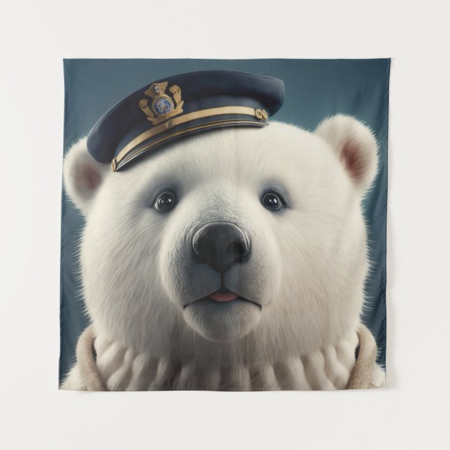 Polar Bear Pilot Captain Tapestry (Front)