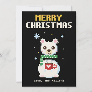Polar Bear Pixel Art Christmas Card