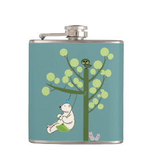 polar bear play a swing hip flask