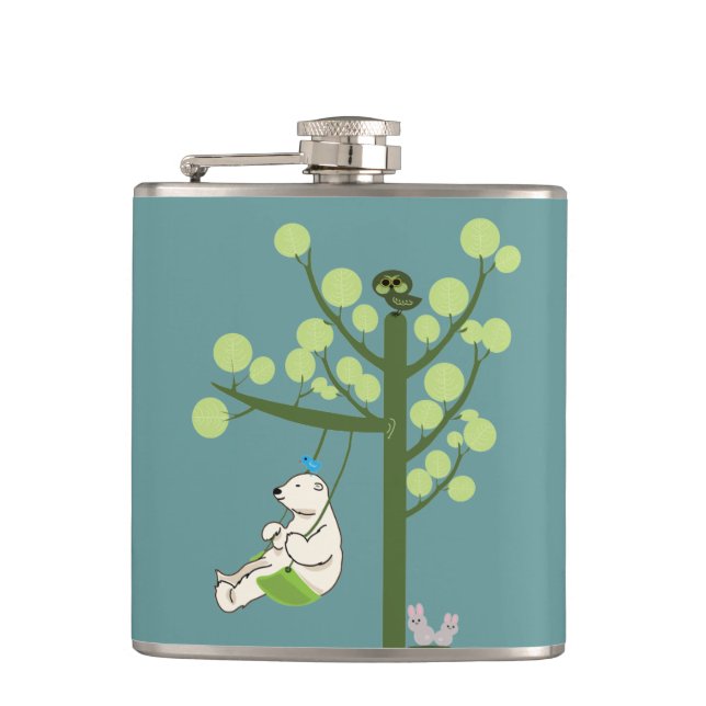 polar bear play a swing hip flask (Front)
