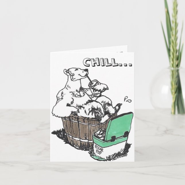 Polar Bear Pop Express Chill Hot Tub Summer Card (Front)