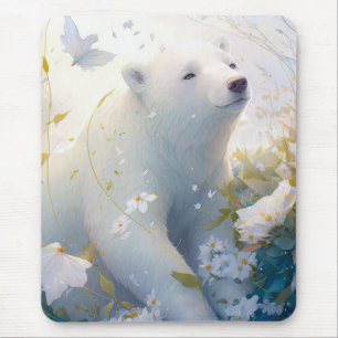 Polar Bear Portrait Animal Painting Wildlife Free Mouse Pad