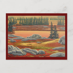 Polar Bear Postcard Autumn Bear Art Postcards