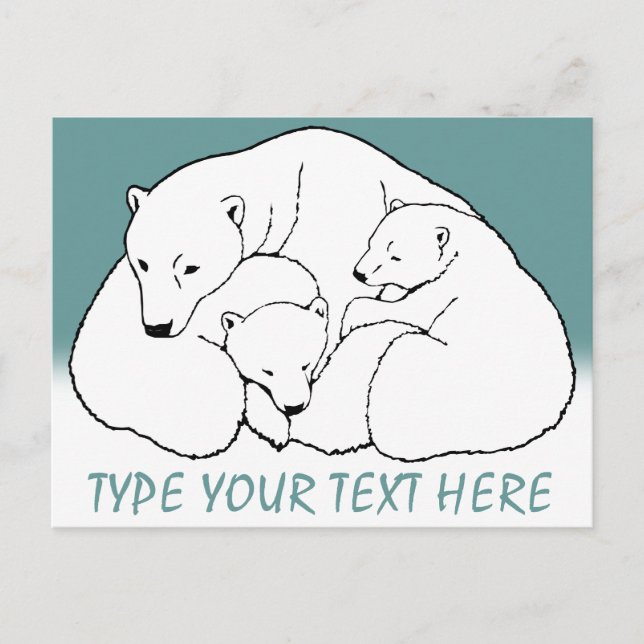 Polar Bear Postcard Bear Family Art Postcards (Front)