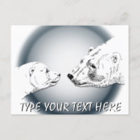 Polar Bear Postcard Mother & Cub Bear Postcards