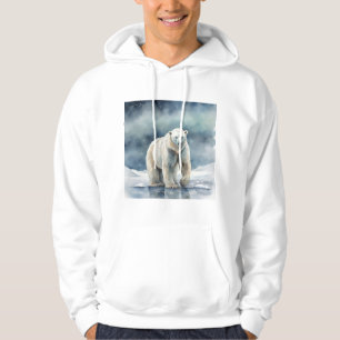 Polar Bear Print Men's Cozy Hooded Sweatshirt
