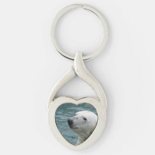 Polar Bear Profile Key Ring