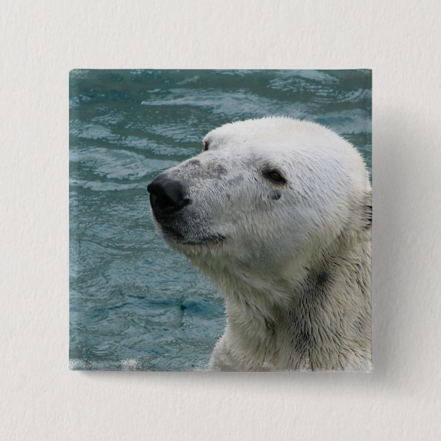 Polar Bear Profile Square Pin (Front)
