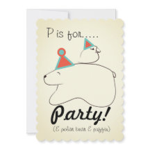 Polar Bear & Puffin Birthday Party Invitation