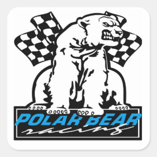 Polar Bear Racing Square Sticker