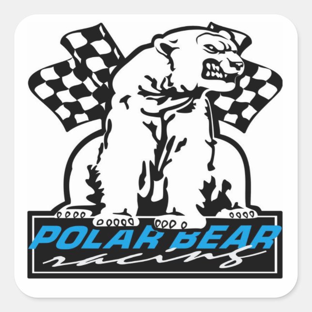 Polar Bear Racing Square Sticker (Front)