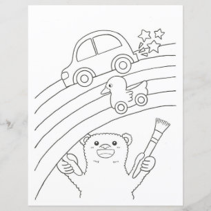 Polar Bear Rainbow Kids Colouring Page Paper Sheet
