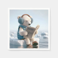 Polar Bear Reading a Newspaper