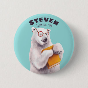 Polar Bear Reading Art – Book Lover 6 Cm Round Badge