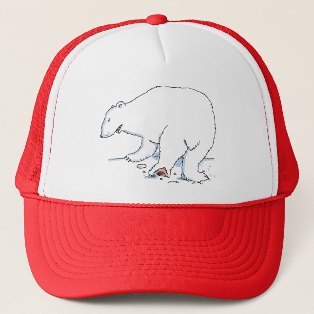 Polar Bear red and white foam trucker hat (Front)