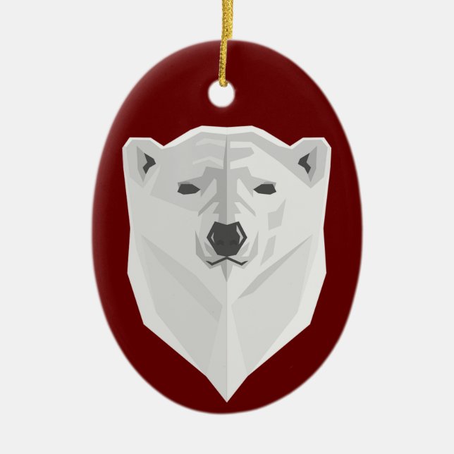 Polar Bear & Red Ceramic Tree Decoration (Front)