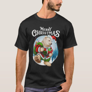 Polar Bear Red Santa Hat Cute Christmas Lighted Tr T-Shirt