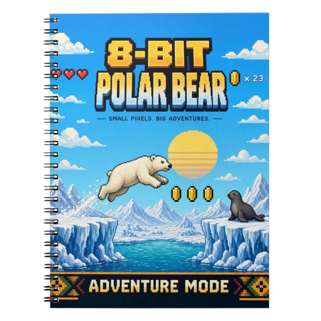 Polar Bear, Retro 8-Bit Pixel Art Notebook (Front)