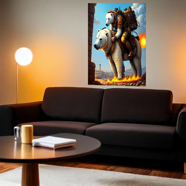 Polar bear riding a polar bear | AI Art Poster (Creator Uploaded)