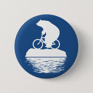 Polar Bear Riding Bicycle on Iceberg Button