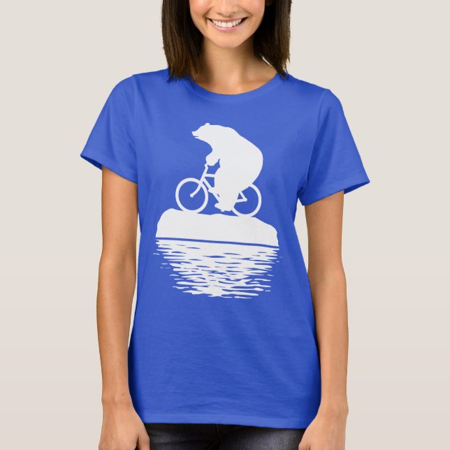 Polar Bear Riding Bike on Iceberg Women's T-shirt (Front)