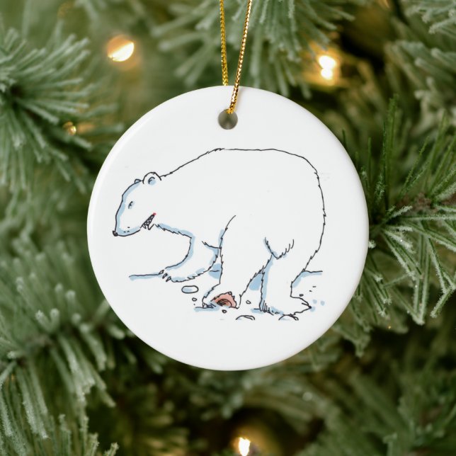 Polar Bear round ceramic ornament (Tree)
