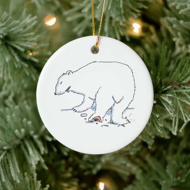 Polar Bear round ceramic ornament (Tree)