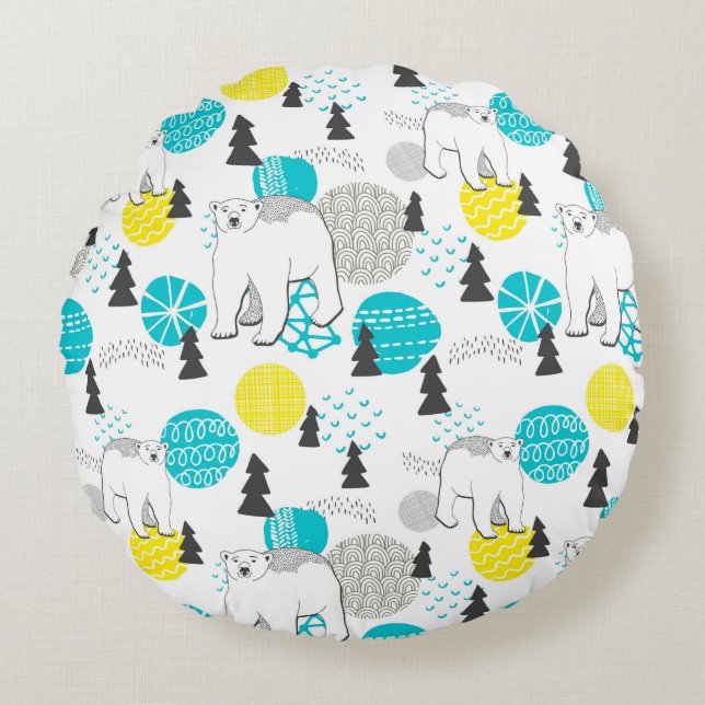 Polar bear round cushion (Front)
