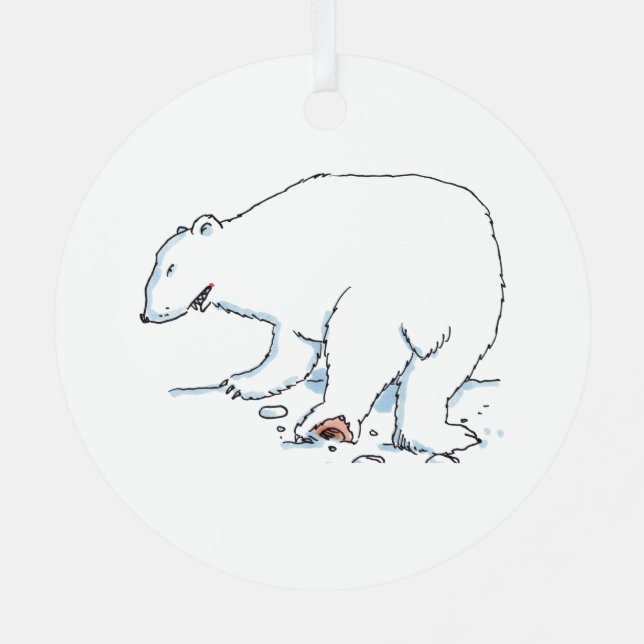 Polar Bear round metal ornament 2 sided (Back)