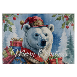 Polar Bear Santa Christmas Design Cutting Board