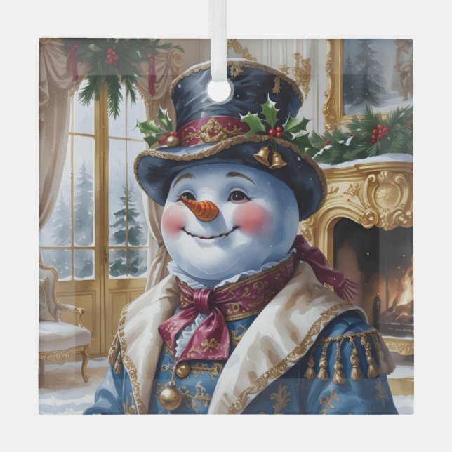 Polar Bear Santa Christmas Design Glass Tree Decoration (Front)