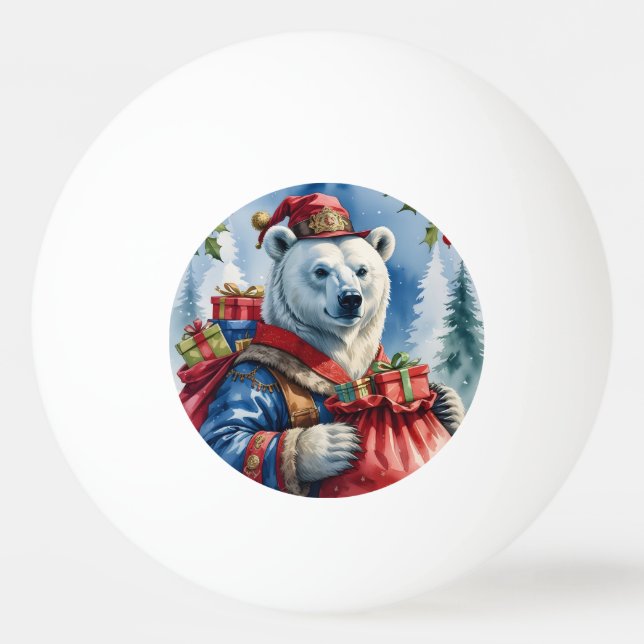 Polar Bear Santa Christmas Design Ping Pong Ball (Front)
