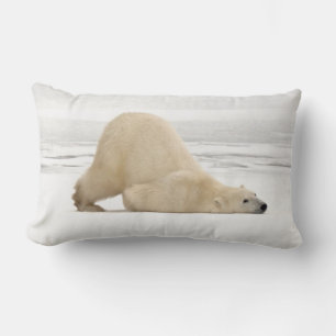 Polar bear scratching itself on frozen tundra lumbar cushion