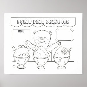 Polar Bear Shave Ice Downloadable Colouring  Poster