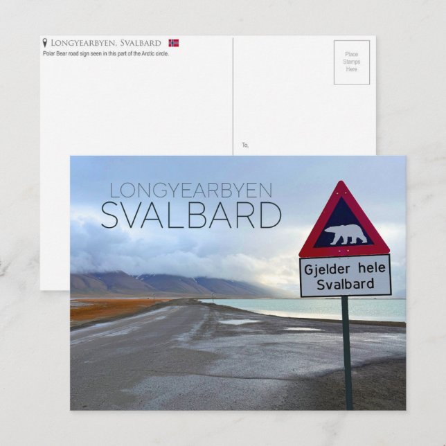 Polar Bear Sign in Longyearbyen, Svalbard Postcard (Front/Back)